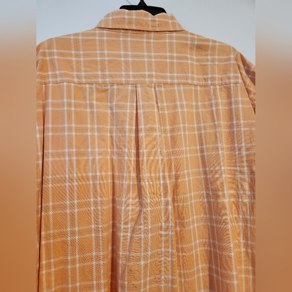 Saddlebred Vintage Orange White Plaid Casual Button Down Shirt 2XLT Short Sleeve - Picture 2 of 7